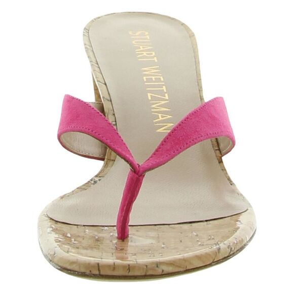 STUART WEITZMAN Womens Pink CorkBrigida Slip On Leather Heeled Thong Sandals 6 B - Picture 3 of 3